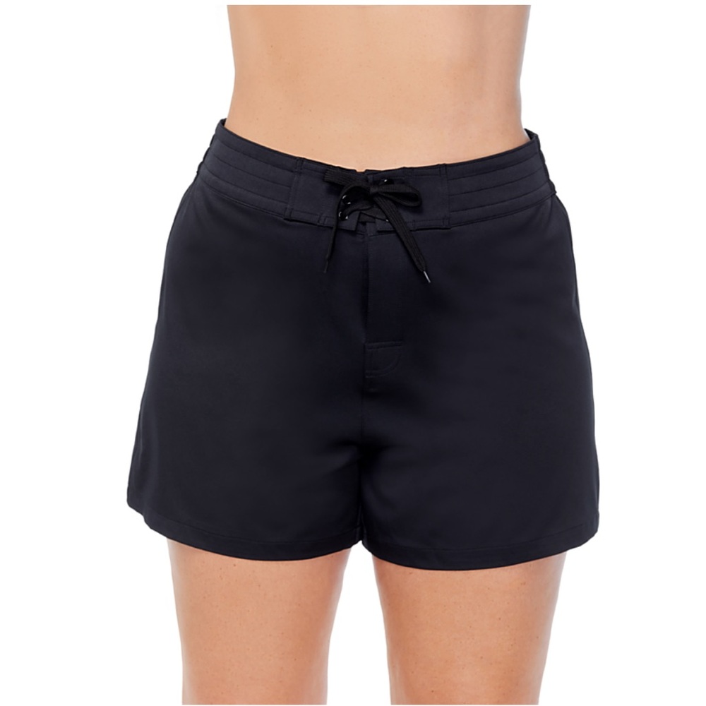 Island Escape Plus Size Beach Board Shorts 20W Black NEW